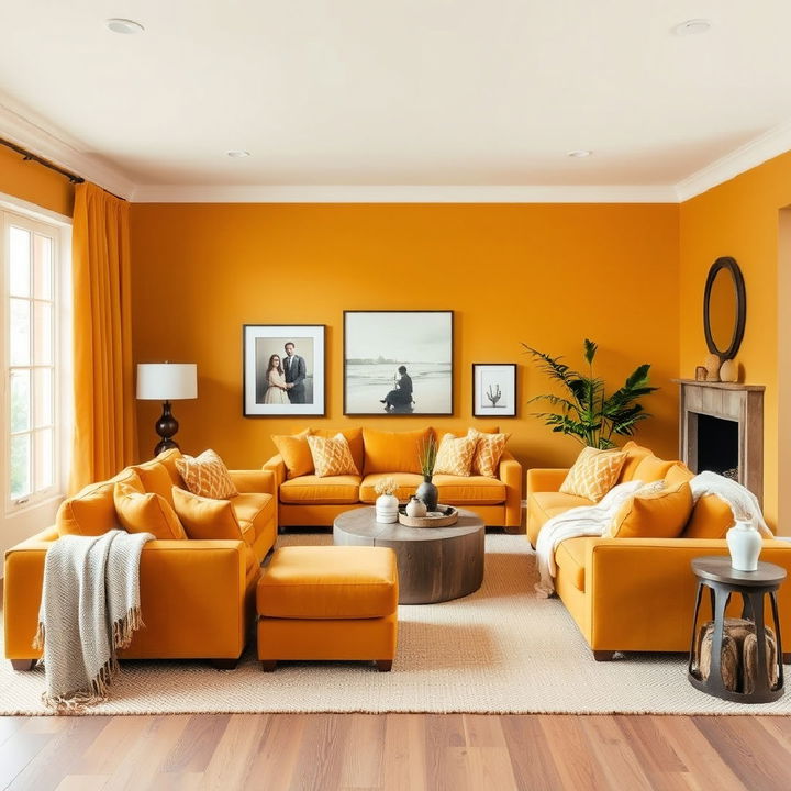 muted mustard living room design