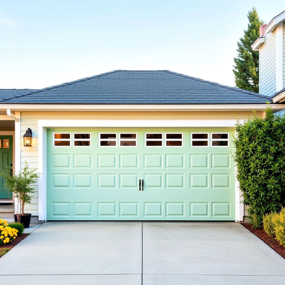 muted seafoam green garage door