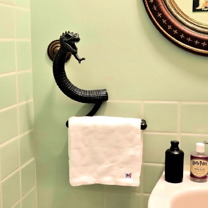 mysterical basilisk themed towel rack