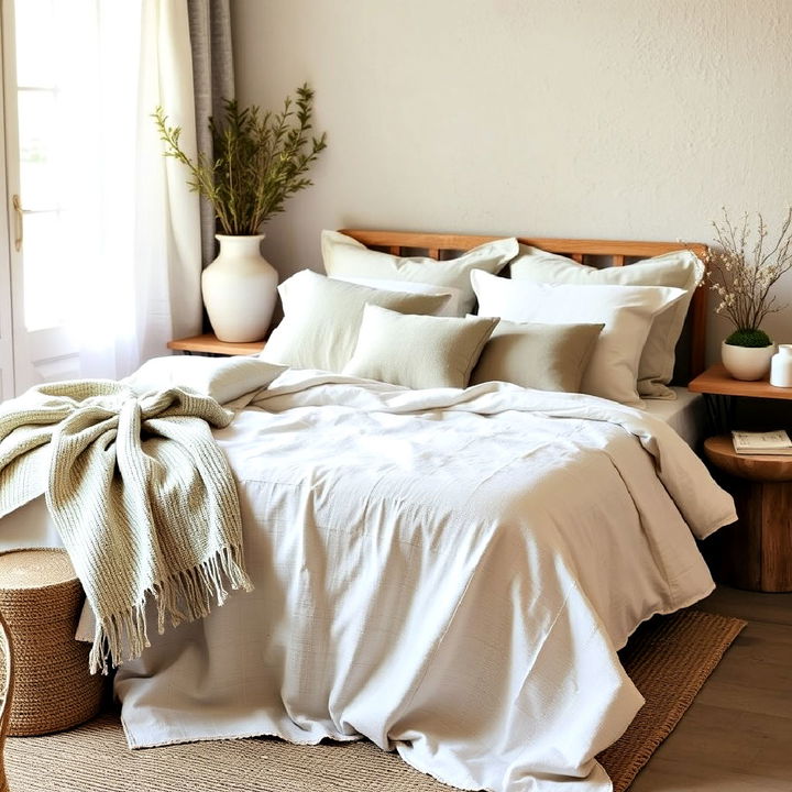 natural fabric textiles for a mediterranean bedroom