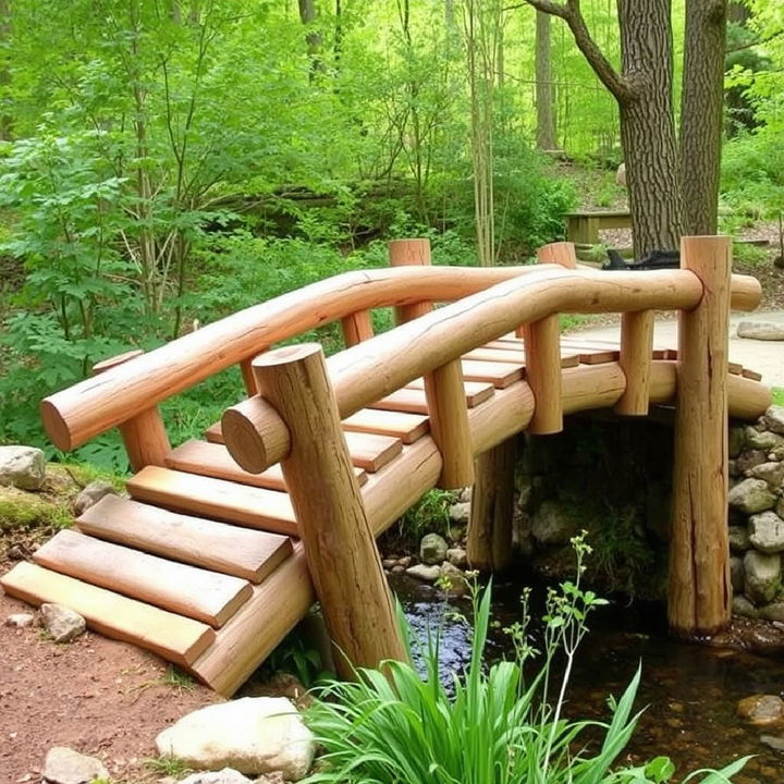 natural log bridge for garden