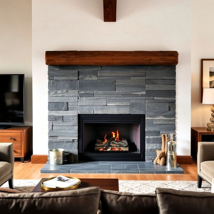 natural slate tiles fireplace