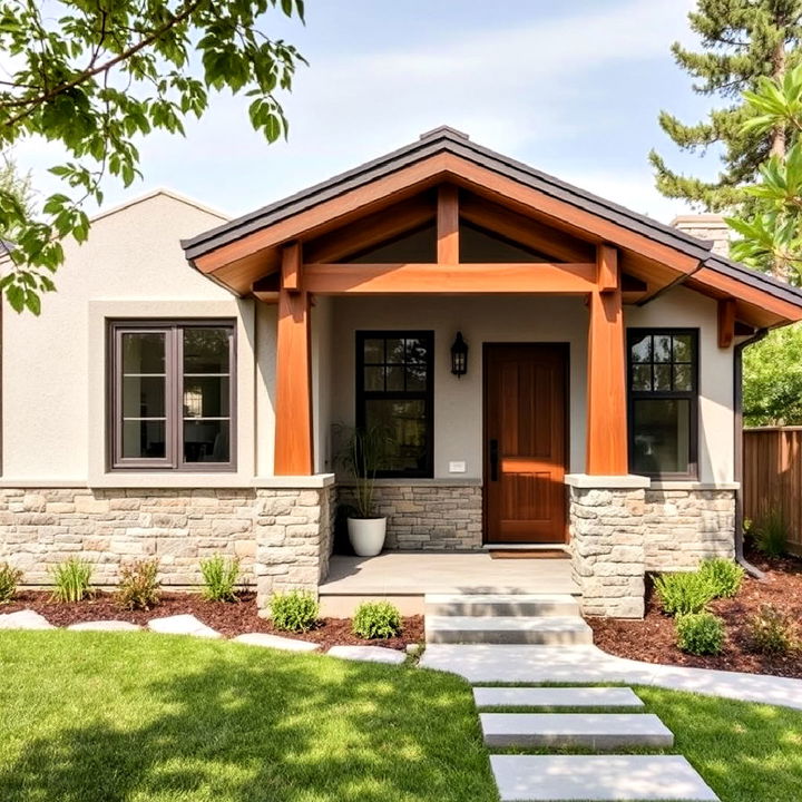 natural stone and wood cottage exterior