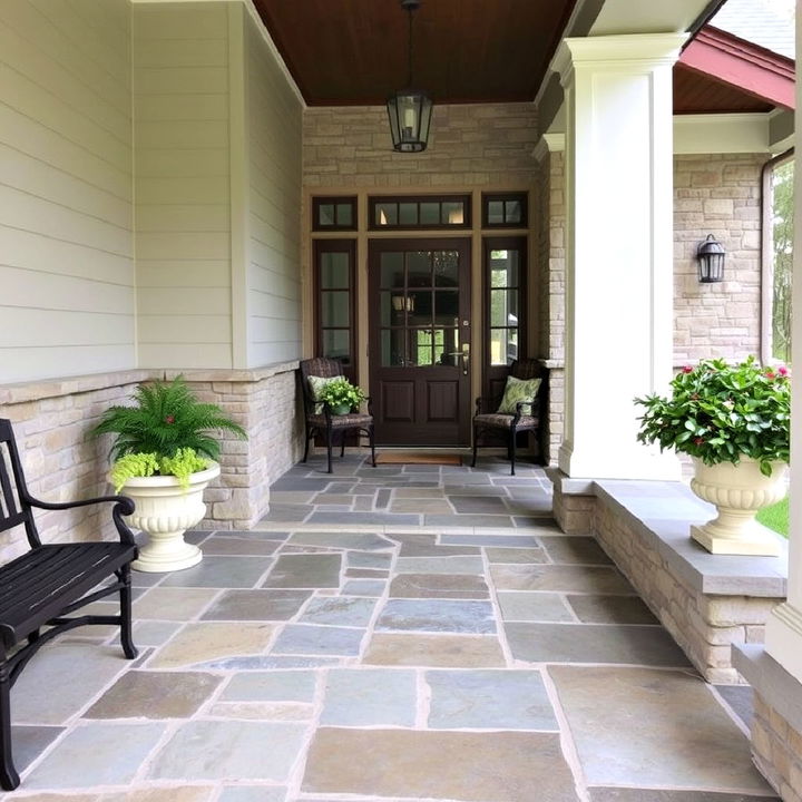 natural stone for elegant porch flooring