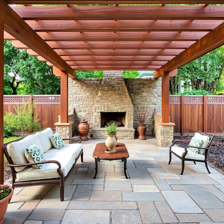 natural stone pergola flooring