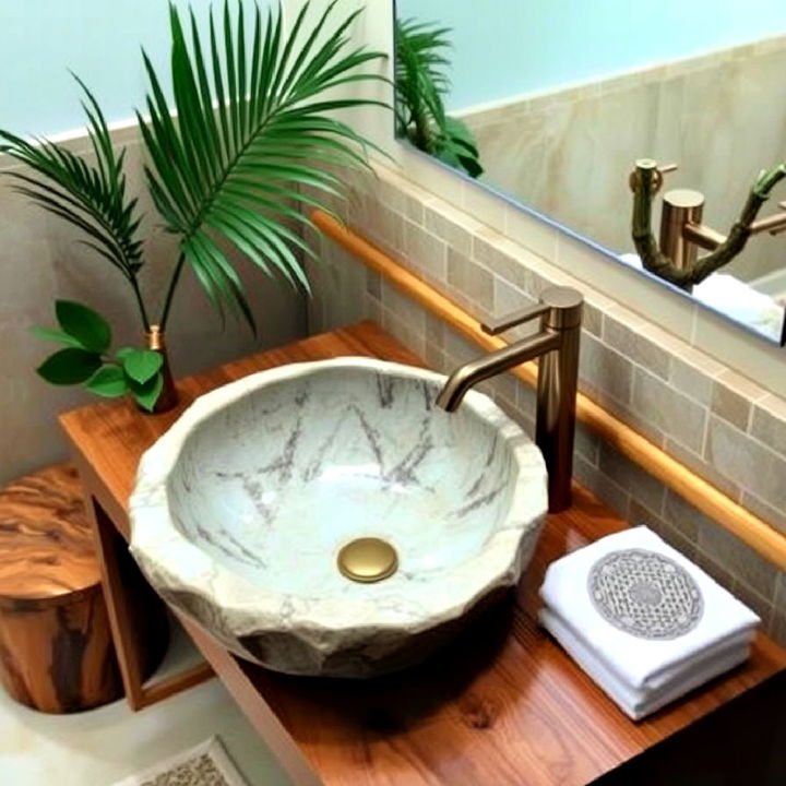 natural stone sinks for tropical bathroom design