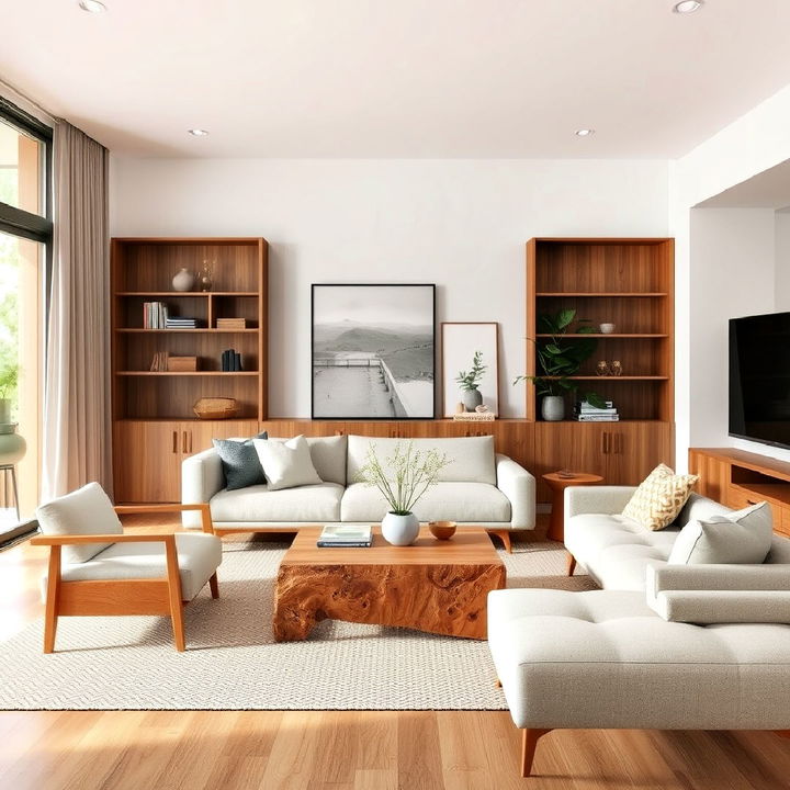 natural wood elements for living room