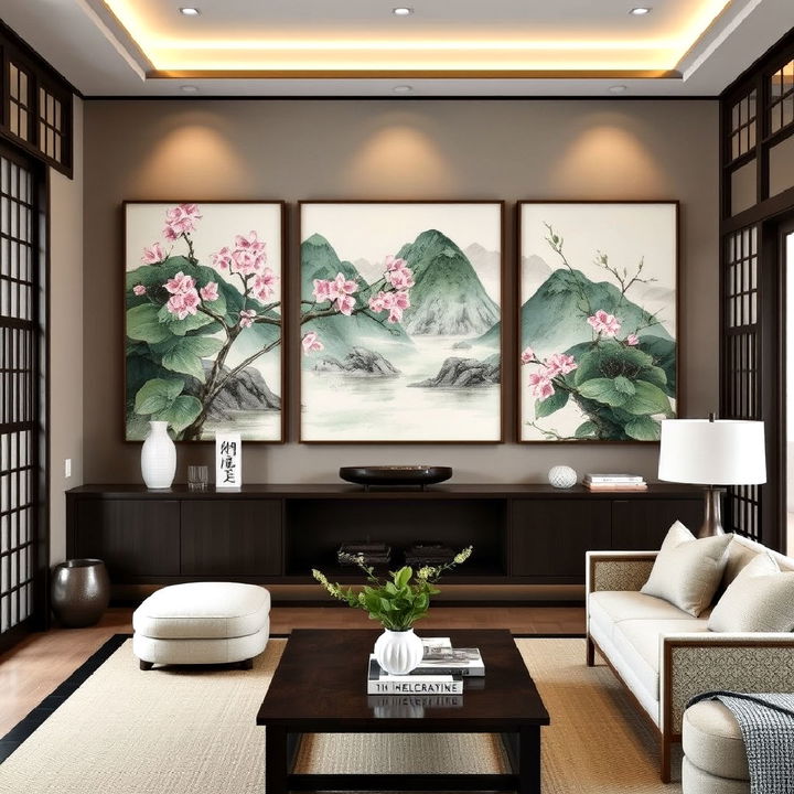 nature inspired wall art for asian living room