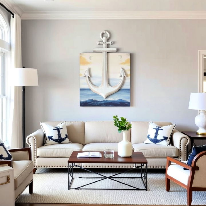 nautical living room anchor decor