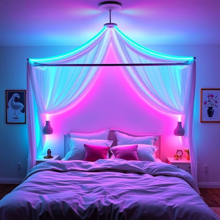 neon bedroom canopy lights