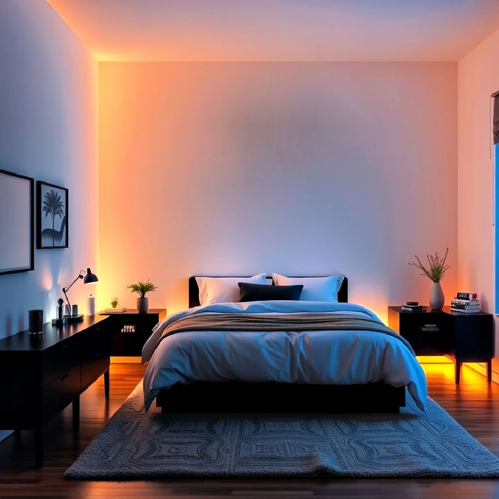 neon corner lighting for bedroom