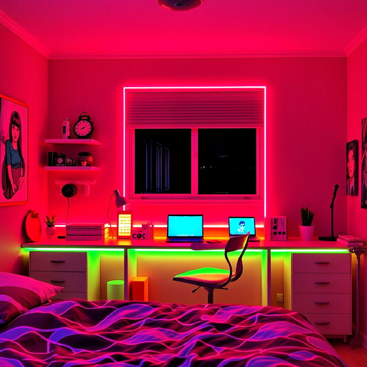 neon desk lighting for bedroom