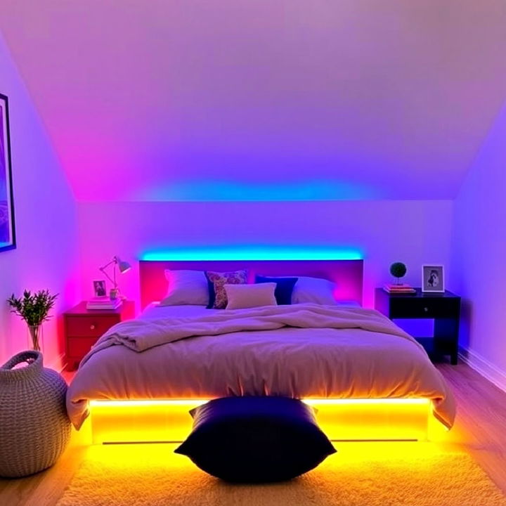 neon led strips under the bed