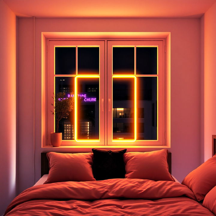 neon lit window frames