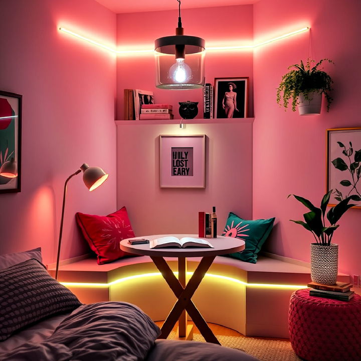 neon reading nook lighting