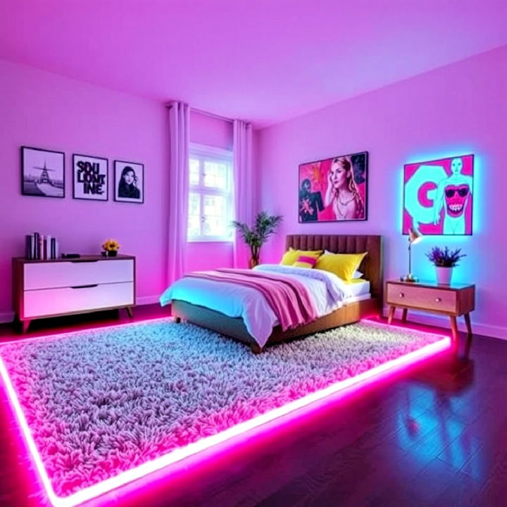 neon rug with led border