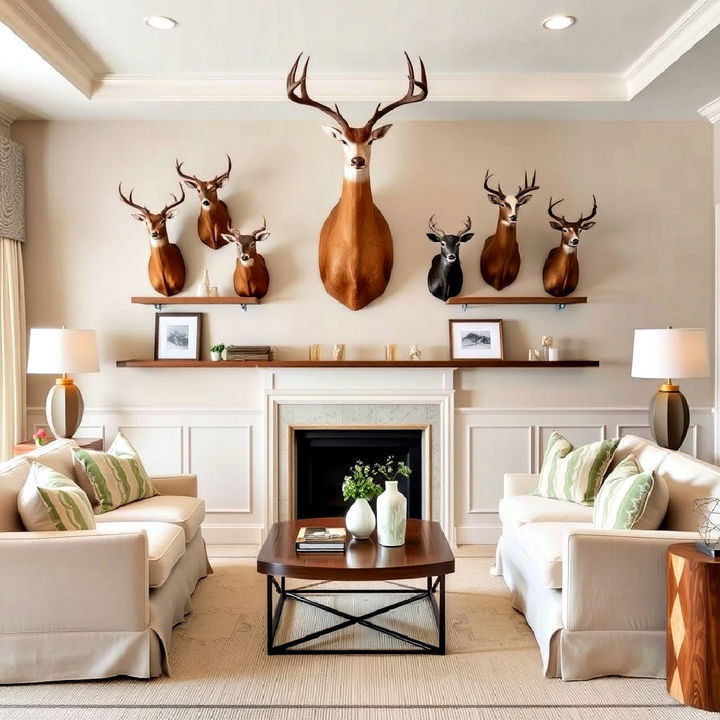 neutral and natural colored trophy room