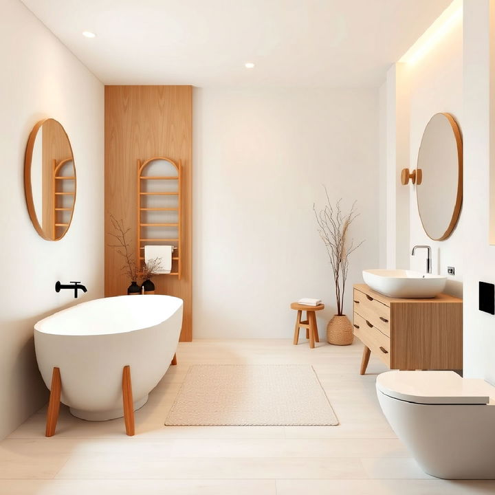 neutral color palette japandi bathroom