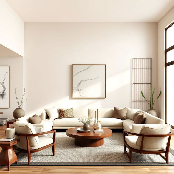 neutral color palettes asian living room for a calming effect