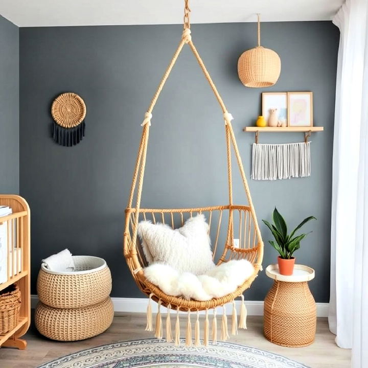 nursery hanging chairs for a fun and cozy element