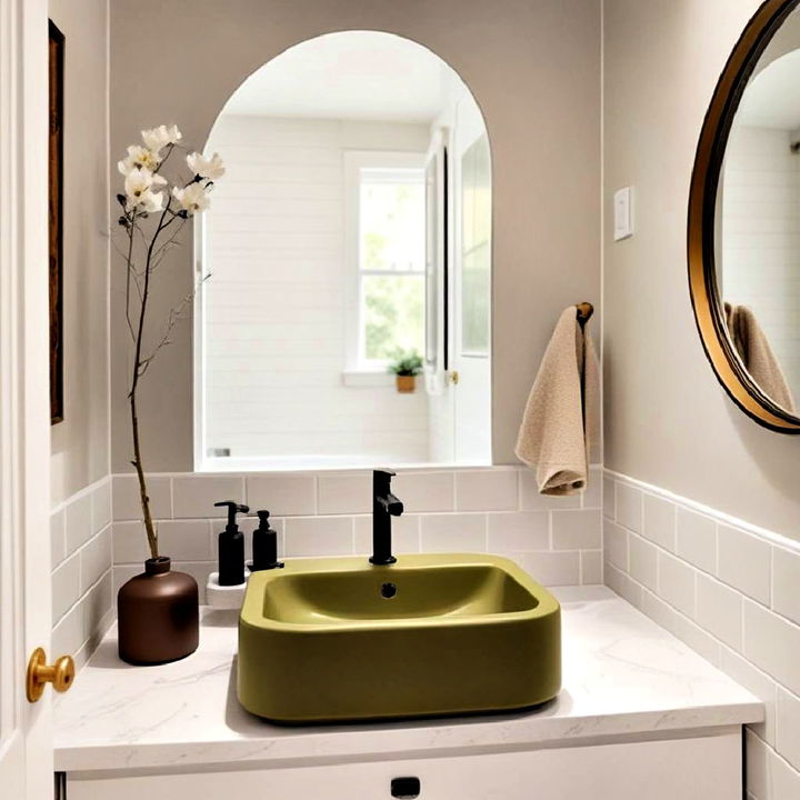 olive green bathroom sink