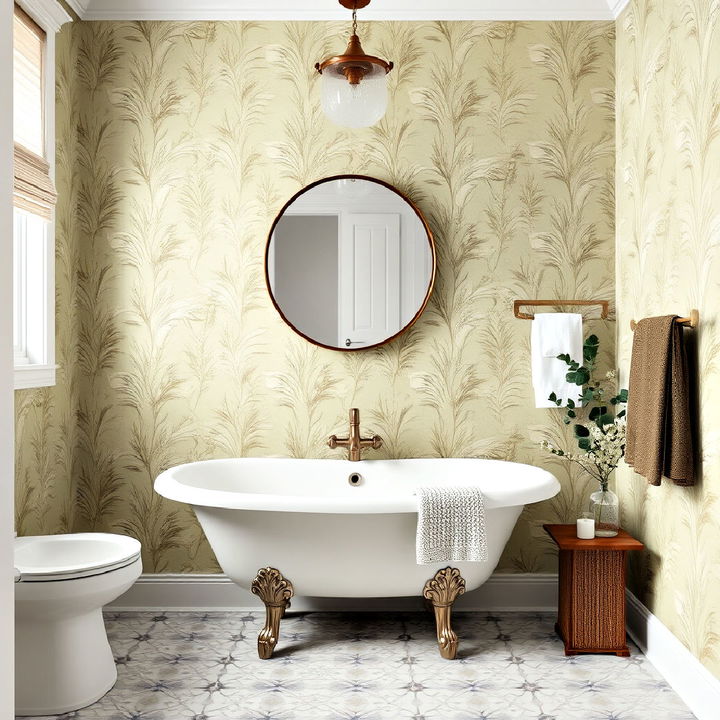 olive green bathroom wallpaper