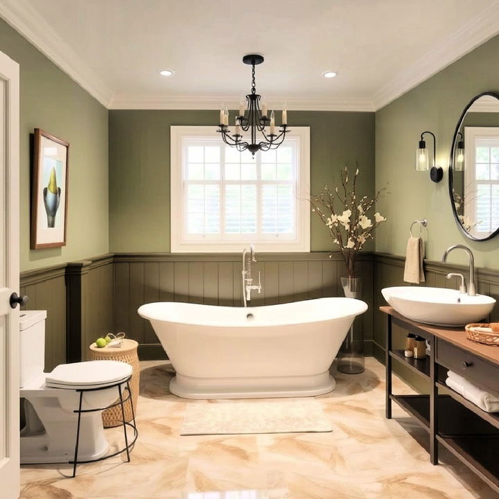 olive green bathtub surround idea