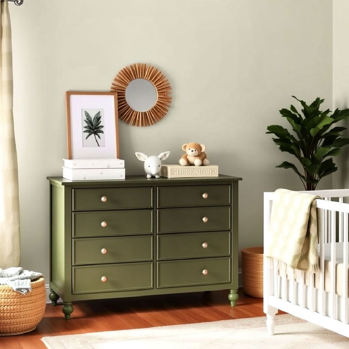 olive green dresser for nursery