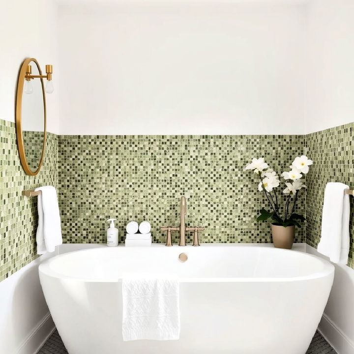 olive green mosaic tile accent