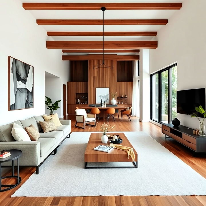 open layout for organic modern living room