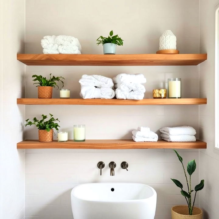 open shelving from natural materials