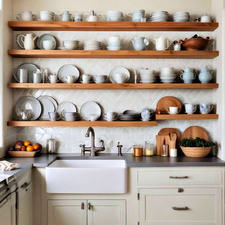 open shelving to display beautiful dishes