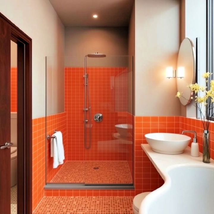 orange bathroom wall tiles for a fresh twist