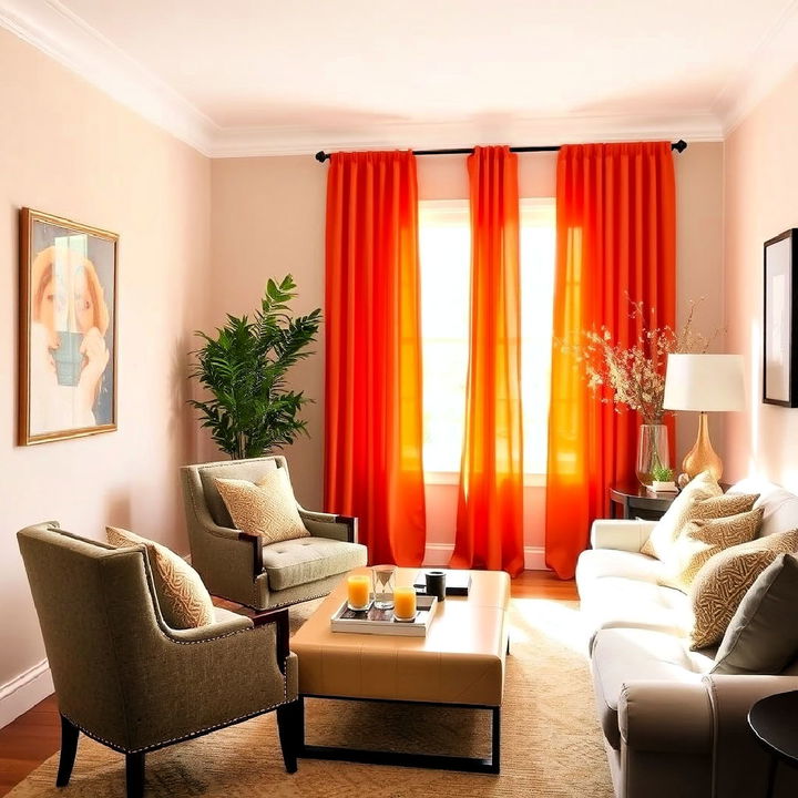 orange curtains for a warm glow