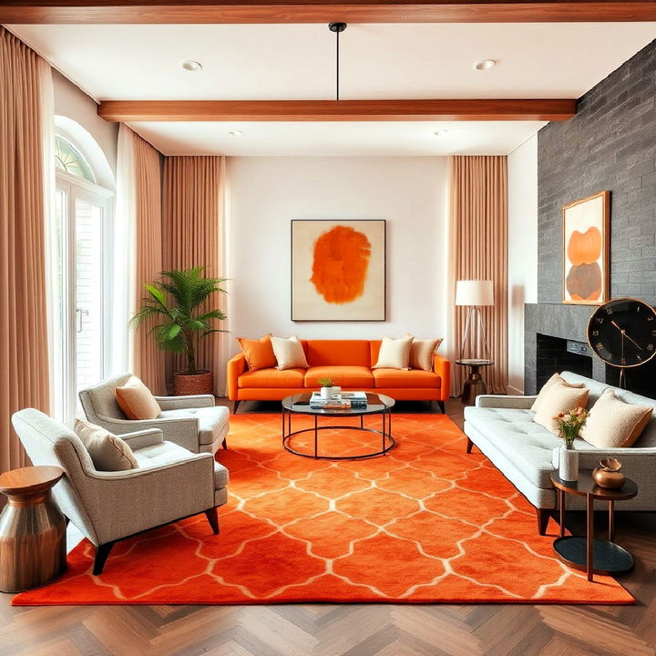 orange rug to add personality to a room