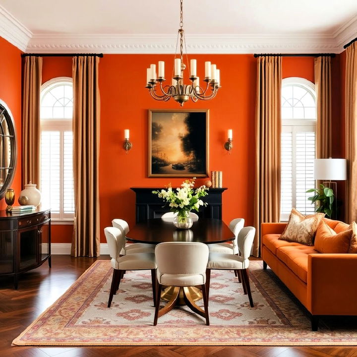 orange statement wall to revamp a room