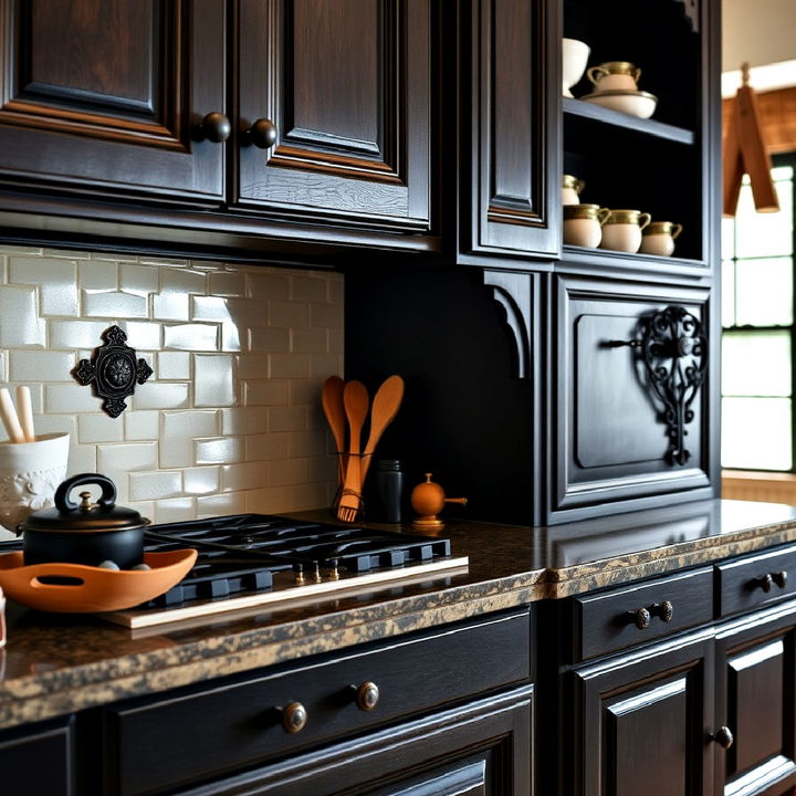 ornate cabinet hardware for gothic kitchen