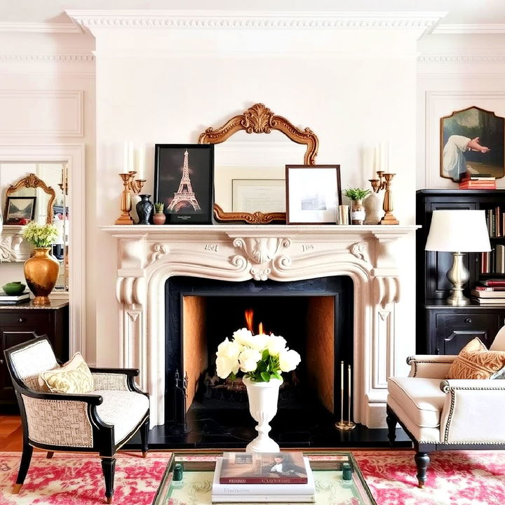 ornate fireplace for classic parisian charm