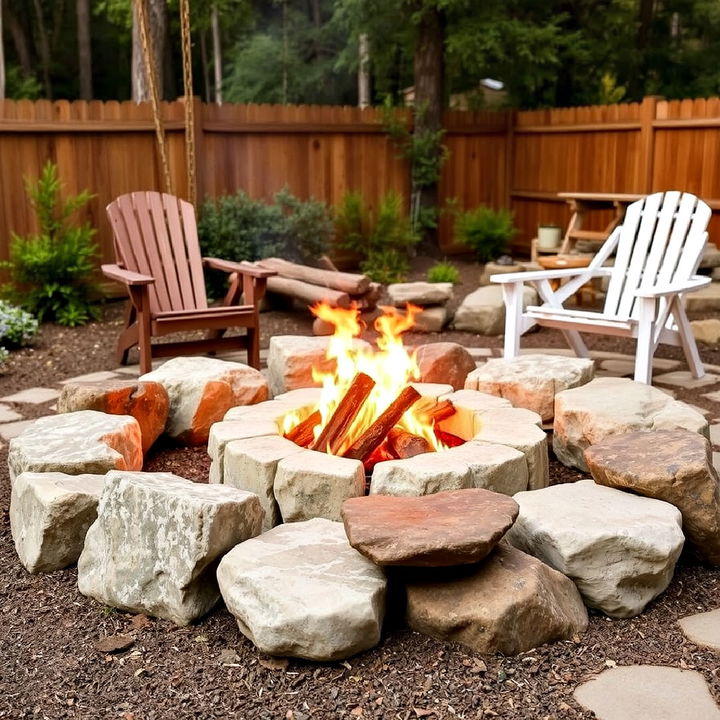 outdoor boulder fire pit