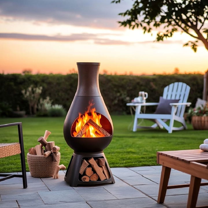 outdoor log burner for chilly evenings