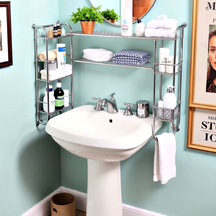 over the toilet rack sink storage