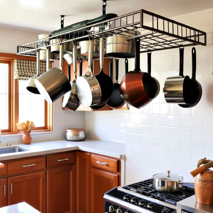 overhead sturdy pot and pan rack