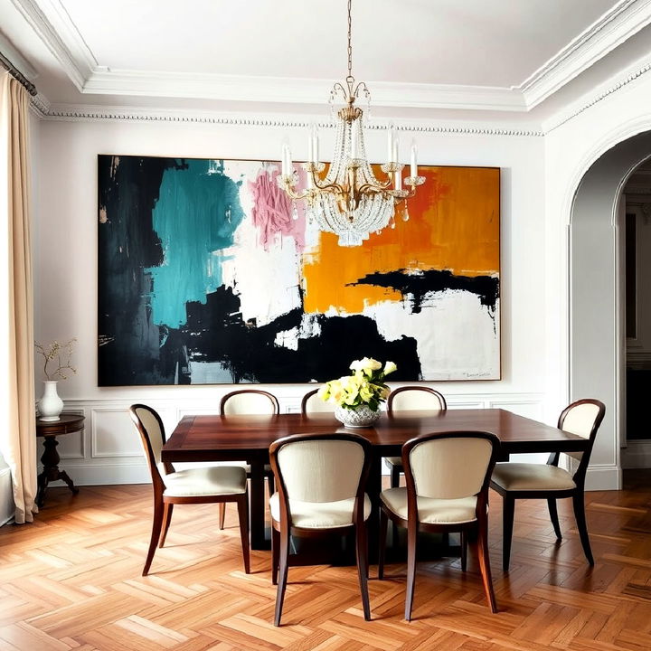 oversized art for parisian dining room