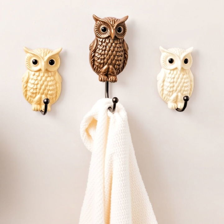 owl shaped hooks to hang your towels on