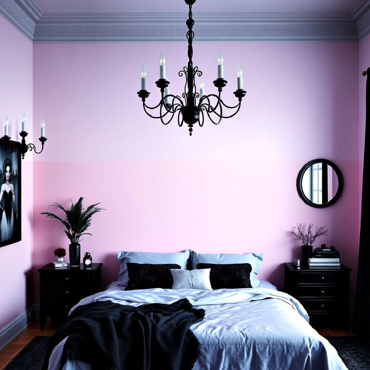 paint an accent wall in pastel ombre for pastel goth bedroom