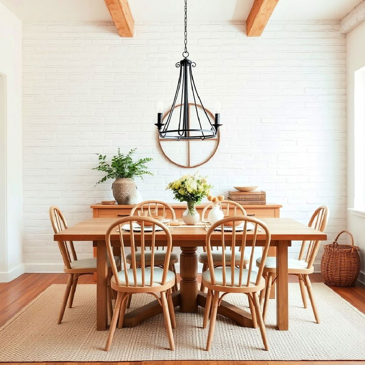 painted brick for texture and warmth dining room