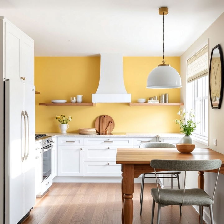 pale yellow accent wall for kitchen