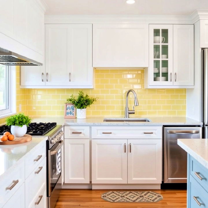 pale yellow backsplash for kitchen