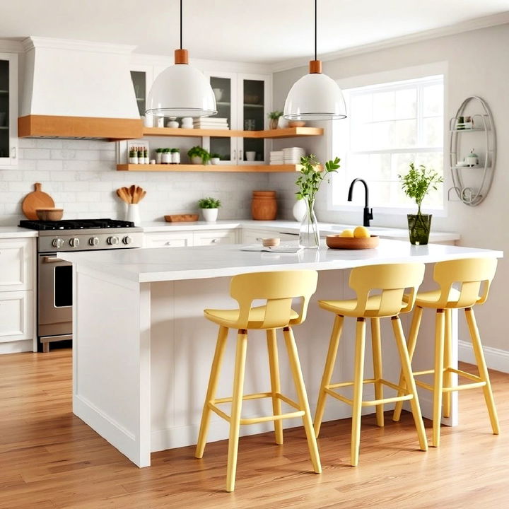 pale yellow bar stools for kitchen