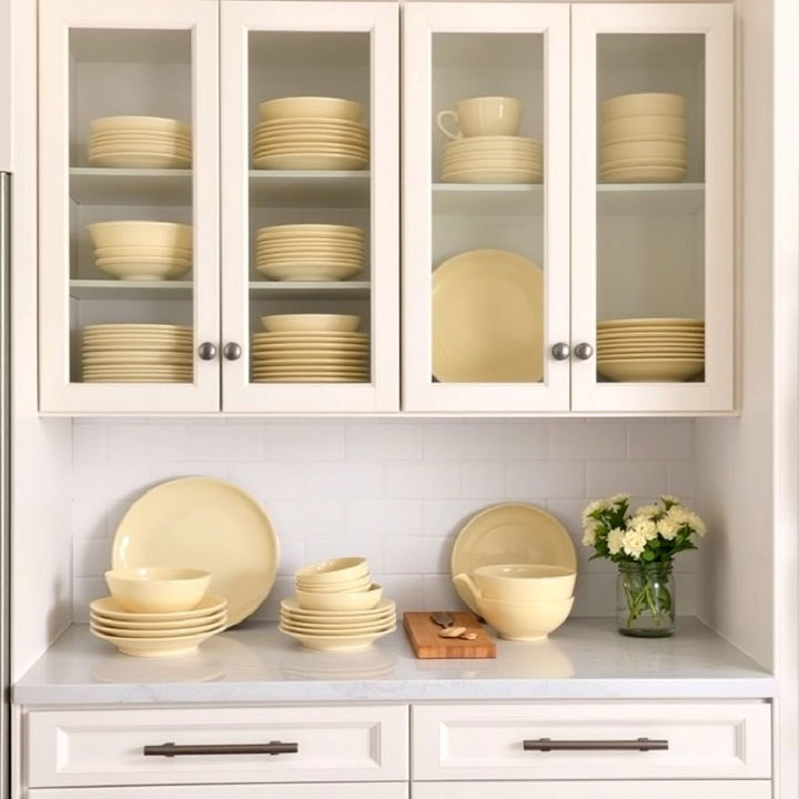 pale yellow dishware kitchen decor